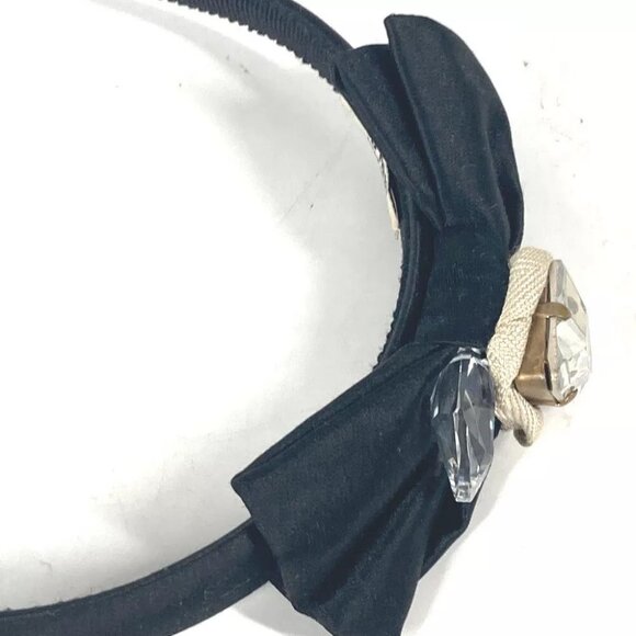 MIUMIU crystal Hair band head band Katyusha Satin Black main image 7